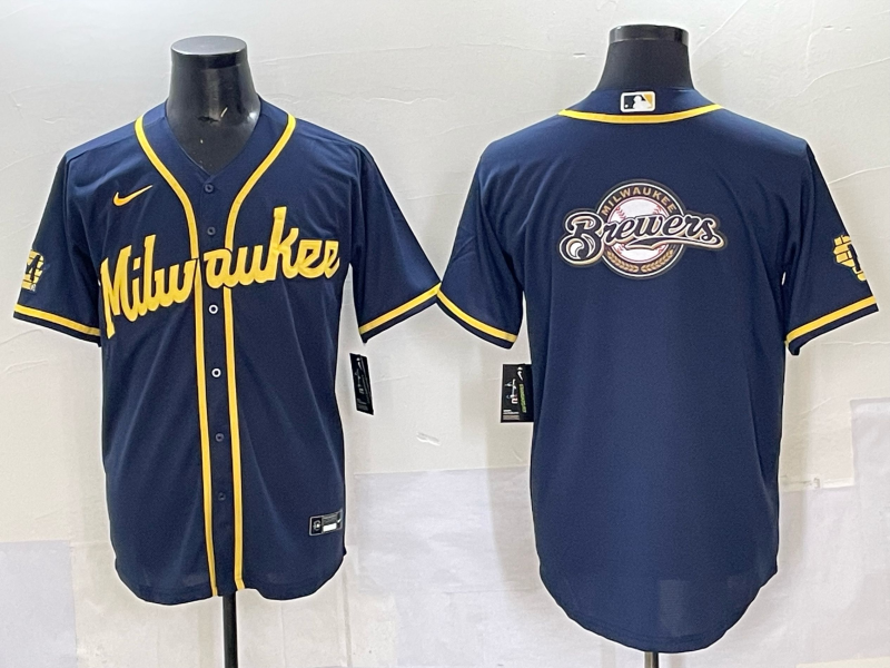 Men Milwaukee Brewers Blank Blue 2025 Nike MLB Jersey style 014->milwaukee brewers->MLB Jersey